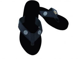 Clearwater Men's Sandal with Navy cotton and Navy Box Stitch Toe - Black Drifter Sole